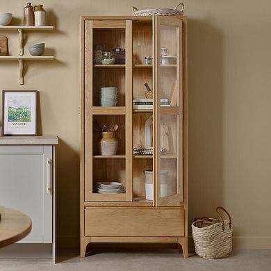 Durham Natural Oak Display Cabinet