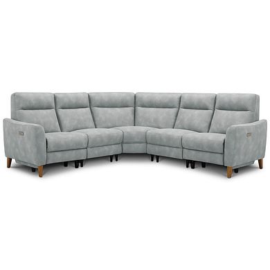 Dylan Large Corner Power Recliner Sofa in Oxford Silver Fabric