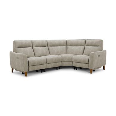 Dylan Left Hand Corner Power Recliner Sofa in Oxford Beige Fabric