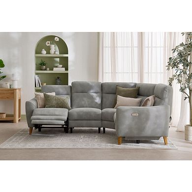 Dylan Left Hand Corner Power Recliner Sofa in Oxford Grey Fabric