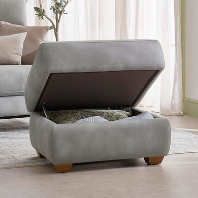 Dylan Storage Footstool in Oxford Grey Fabric