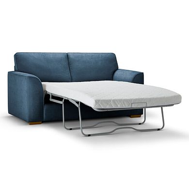 Eastley 2 Seater Sofa Bed in Limoge Prussian Blue Fabric with Silver Scatters