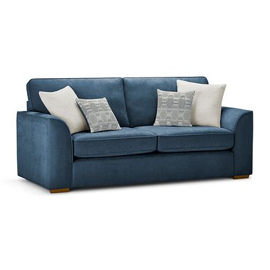Eastley 3 Seater Sofa in Limoge Prussian Blue Fabric with Silver Scatters
