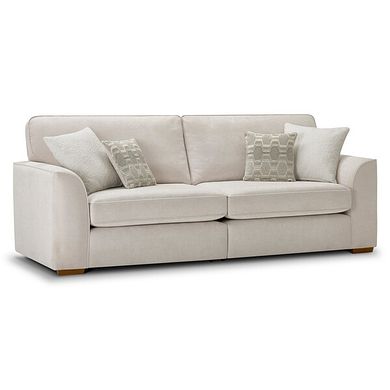Eastley 4 Seater Sofa in Limoge Beige Fabric with Beige Scatters