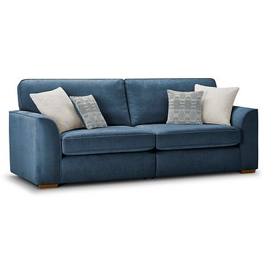 Eastley 4 Seater Sofa in Limoge Prussian Blue Fabric with Silver Scatters