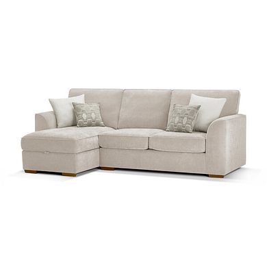 Eastley Left Hand Chaise Sofa with Storage in Limoge Beige Fabric with Beige Scatters