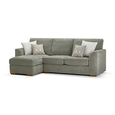 Eastley Left Hand Chaise Sofa with Storage in Limoge Green Fabric with Beige Scatters