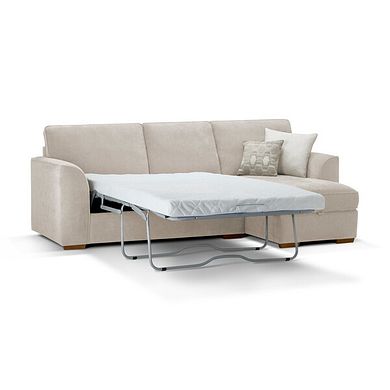 Eastley Right Hand Chaise Sofa Bed with Storage in Limoge Beige Fabric with Beige Scatters