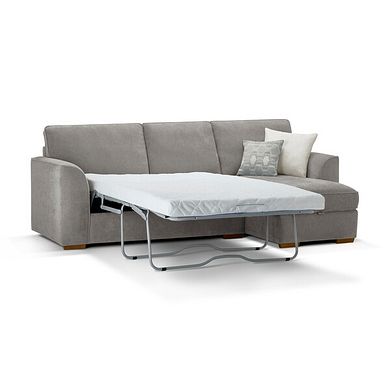 Eastley Right Hand Chaise Sofa Bed with Storage in Limoge Fog Fabric with Silver Scatters