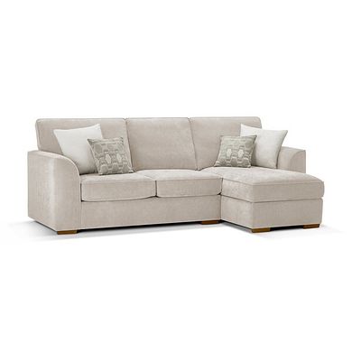 Eastley Right Hand Chaise Sofa in Limoge Beige Fabric with Beige Scatters