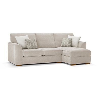 Eastley Right Hand Chaise Sofa with Storage in Limoge Beige Fabric with Beige Scatters