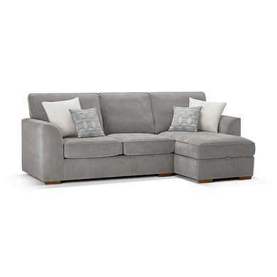 Eastley Right Hand Chaise Sofa with Storage in Limoge Fog Fabric with Silver Scatters
