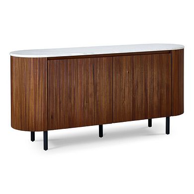 Elba Solid Acacia and Italian Marble Large Sideboard