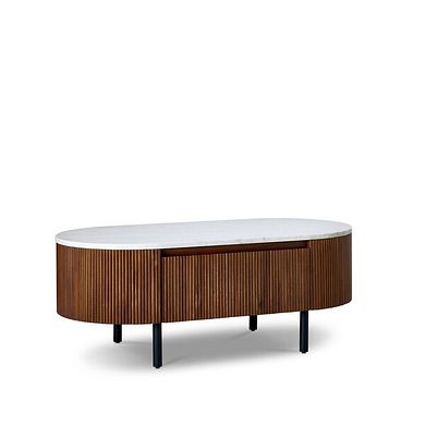 Elba Solid Acacia and Italian Marble Storage Coffee Table