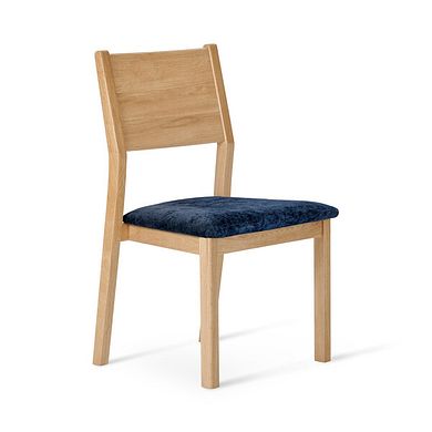 Ellison Oak Chair with Brooklyn Hummingbird Blue Crushed Chenille Seat