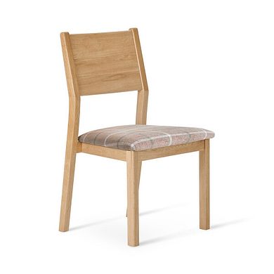 Ellison Oak Chair with Checked Beige Fabric Seat