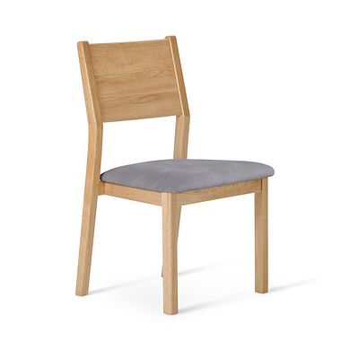 Ellison Oak Chair with Dappled Silver Fabric Seat