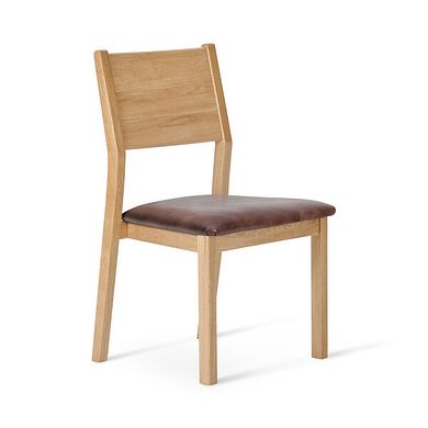 Ellison Oak Chair with Vintage Brown Leather Look Fabric Seat