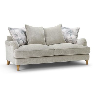 Eloise 3 Seater Pillow Back Sofa in Marlan Natural Fabric