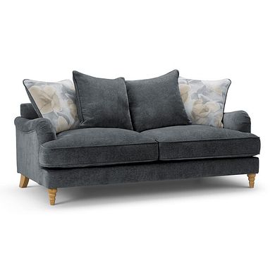 Eloise 3 Seater Pillow Back Sofa in Marlan Nero Fabric