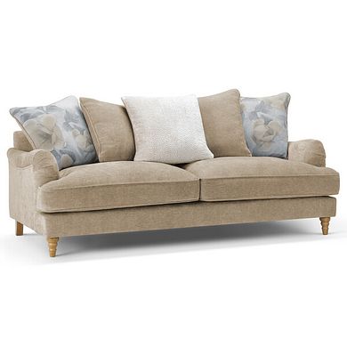Eloise 4 Seater Pillow Back Sofa in Marlan Caramel Fabric