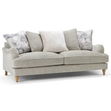 Eloise 4 Seater Pillow Back Sofa in Marlan Natural Fabric