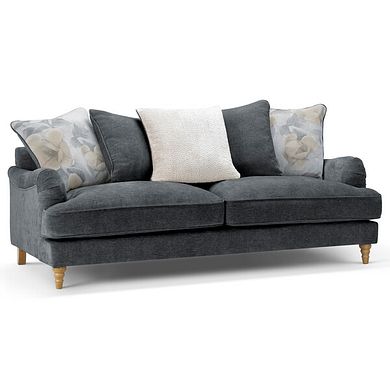 Eloise 4 Seater Pillow Back Sofa in Marlan Nero Fabric