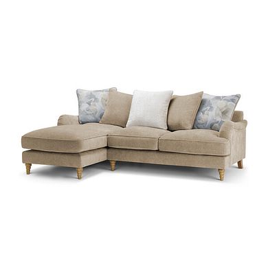Eloise Left Hand Chaise Pillow Back Sofa in Marlan Caramel Fabric