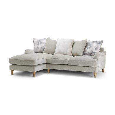 Eloise Left Hand Chaise Pillow Back Sofa in Marlan Natural Fabric