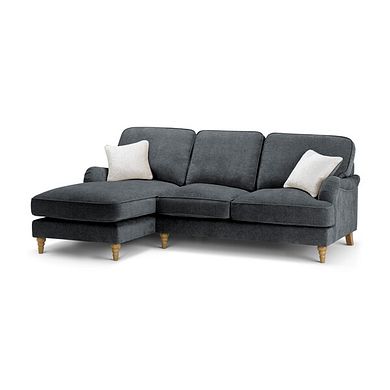 Eloise Left Hand Chaise Sofa in Marlan Nero Fabric