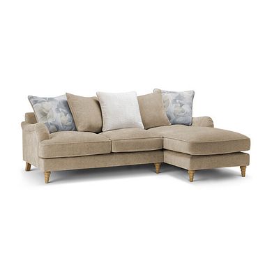 Eloise Right Hand Chaise Pillow Back Sofa in Marlan Caramel Fabric