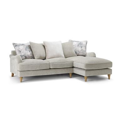 Eloise Right Hand Chaise Pillow Back Sofa in Marlan Natural Fabric