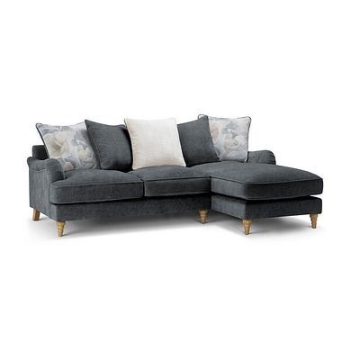 Eloise Right Hand Chaise Pillow Back Sofa in Marlan Nero Fabric