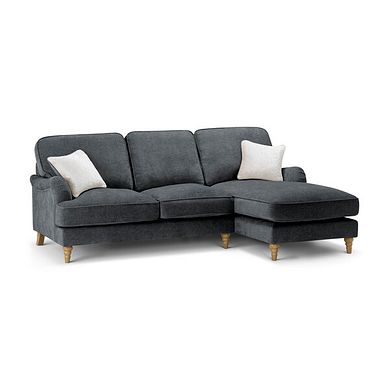 Eloise Right Hand Chaise Sofa in Marlan Nero Fabric