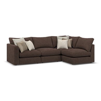Elston 4 Seat Left Hand Modular Corner Sofa in Penny Cacao Fabric - Group 4