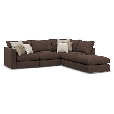 Elston Modular 4 Seat Left Hand Open End Corner Sofa in  in Penny Cacao Fabric - Group 4 FOOT