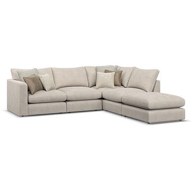 Elston Modular 4 Seat Left Hand Open End Corner Sofa in  in Penny Dove Fabric - Group 4 FOOT