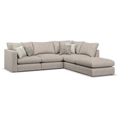 Elston Modular 4 Seat Left Hand Open End Corner Sofa in  in Penny Mid Grey Fabric - Group 4 FOOT
