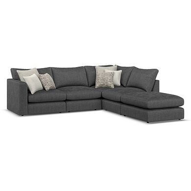 Elston Modular 4 Seat Left Hand Open End Corner Sofa in Penny Whisp Fabric - Group 4 FOOT