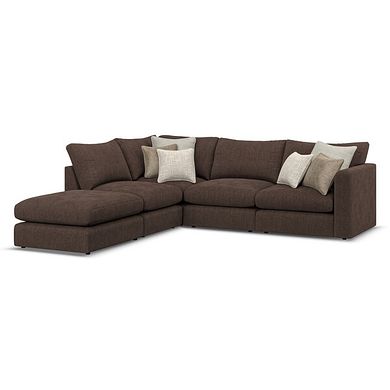 Elston Modular 4 Seat Right Hand Open End Corner Sofa in Penny Cacao Fabric - Group 5 FOOT