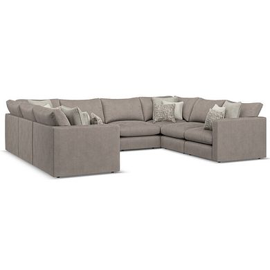 Elston Large U-Shape Modular Corner Sofa in Penny Clay Fabric - Group 11