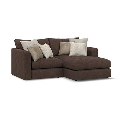Elston Modular 2 Seater Right Hand Compact Chaise Sofa in Penny Cacao Fabric - Group 13
