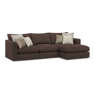 Elston Modular 3 Seater Right Hand Chaise Sofa in Penny Cacao Fabric - Group 15