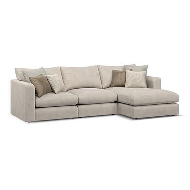 Elston Modular 3 Seater Right Hand Chaise Sofa in Penny Dove Fabric - Group 15