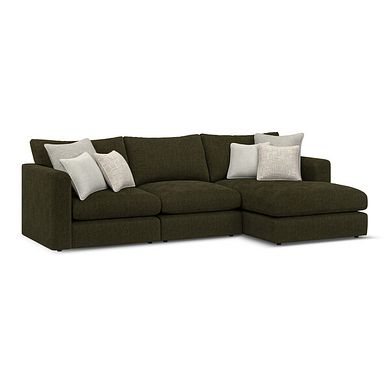 Elston Modular 3 Seater Right Hand Chaise Sofa in Penny Forest Fabric - Group 15