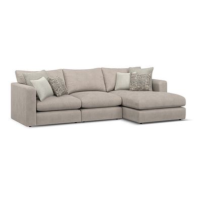 Elston Modular 3 Seater Right Hand Chaise Sofa in Penny Mid Grey Fabric - Group 15