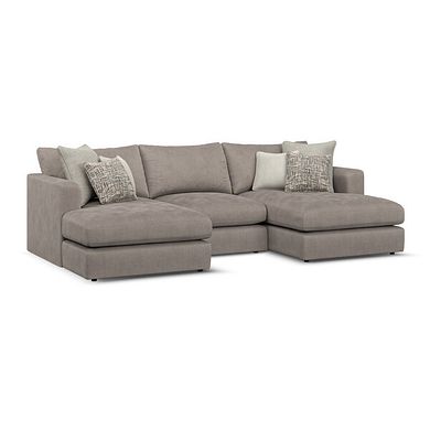 Elston Modular 3 Seater U-Shape Chaise Sofa in Penny Clay Fabric - Group 16