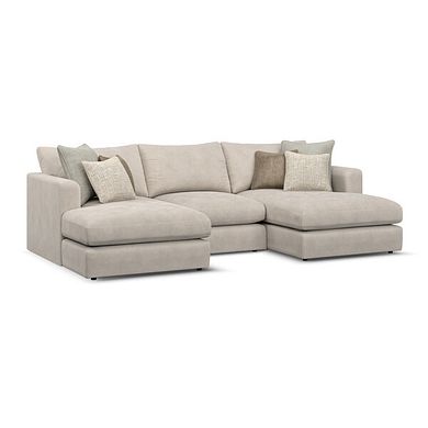 Elston Modular 3 Seater U-Shape Chaise Sofa in Penny Dove Fabric - Group 16