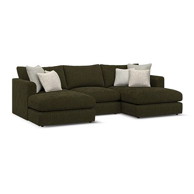 Elston Modular 3 Seater U-Shape Chaise Sofa in Penny Forest Fabric - Group 16