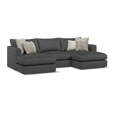 Elston Modular 3 Seater U-Shape Chaise Sofa in Penny Whisp Fabric - Group 16